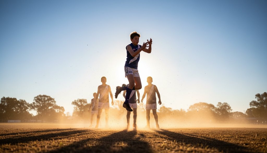An intense, dramatic photograph capturing a young athlete making a winning dive during a swimming race at a sun-drenched Mildura outdoor pool, perfectly embodying Capturing Dynamic Mildura Junior Sports Photography, with water splashing dramatically around them.