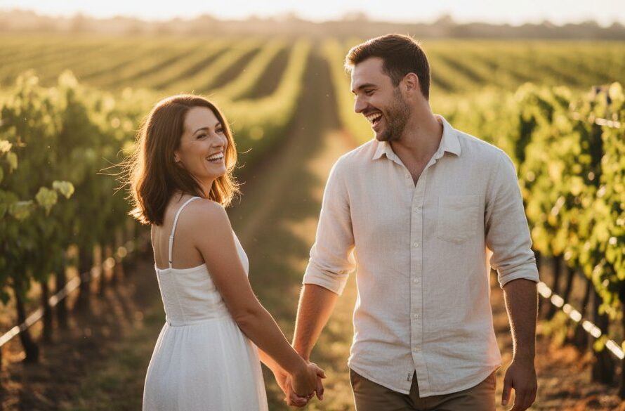 A heartwarming, sun-drenched candid moment of a family laughing joyfully during a picnic at Langi Morgala Museum in Ararat, Victoria, beautifully capturing genuine candid moments Ararat Victoria.