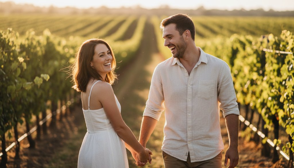 A heartwarming, sun-drenched candid moment of a family laughing joyfully during a picnic at Langi Morgala Museum in Ararat, Victoria, beautifully capturing genuine candid moments Ararat Victoria.