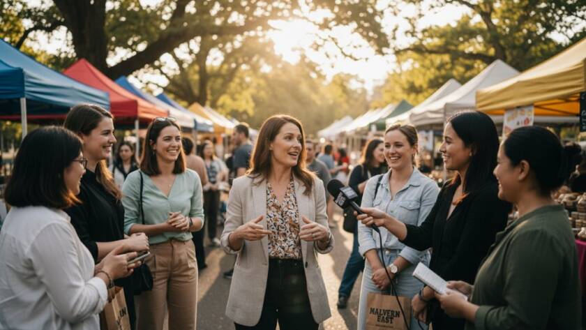 A candid, epic moment captured by Image by SD, showcasing dynamic editorial photography in the vibrant setting of Malvern East, Victoria. A professional shot with dramatic lighting and color grading, highlighting a bustling local event or business.