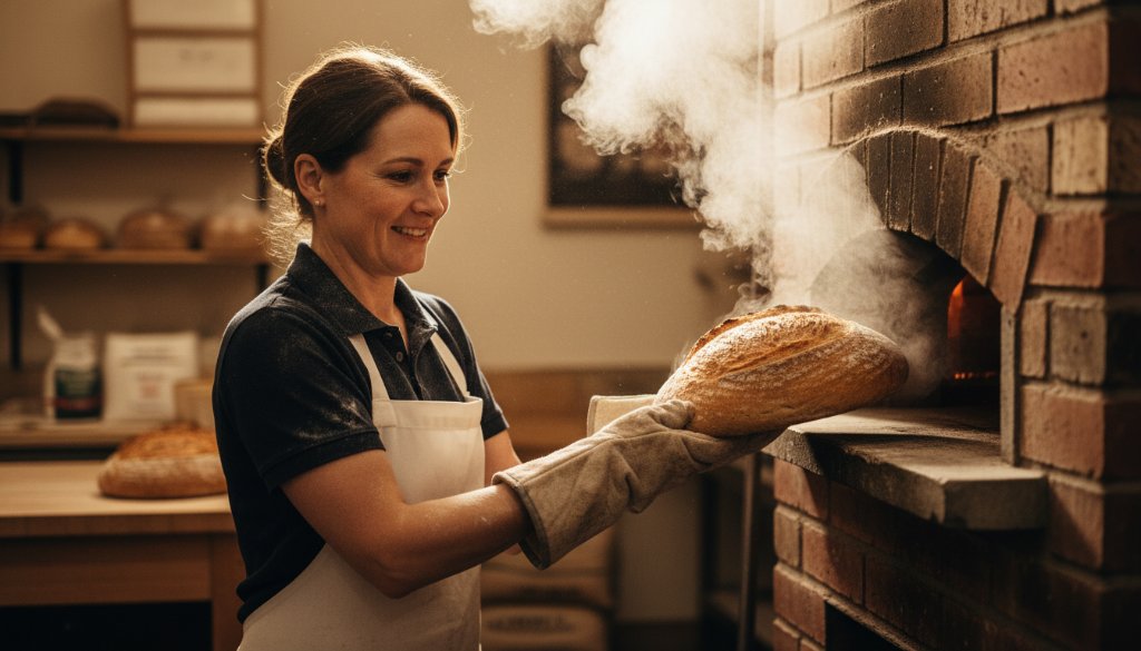 An epic moment of a local artisan intensely working in their workshop, beautifully lit, symbolising 'capturing Traralgon's essence editorial photography' for a compelling visual story.