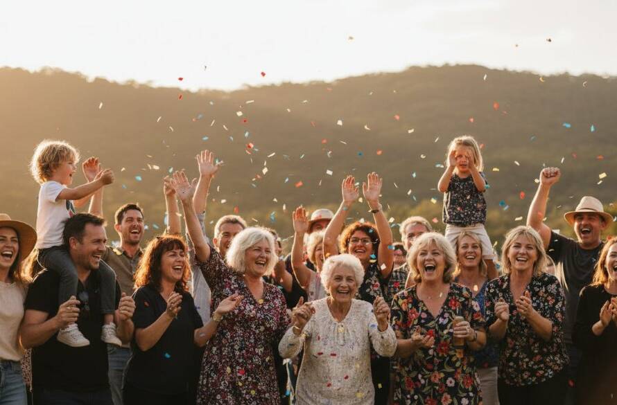A professional photograph capturing an epic, joyous moment at a community festival in Upper Ferntree Gully, with vibrant colours and candid smiles, perfectly illustrating Capturing Upper Ferntree Gully Event Photography Moments.