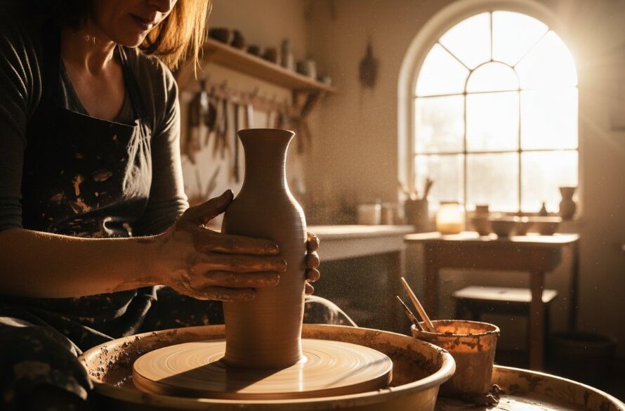 A vibrant, professionally lit 'epic moment' photograph capturing the essence of a Castlemaine artisanal business photography showcase, featuring a skilled artisan meticulously crafting a bespoke item in their sun-drenched workshop, showcasing intricate details and authentic passion.
