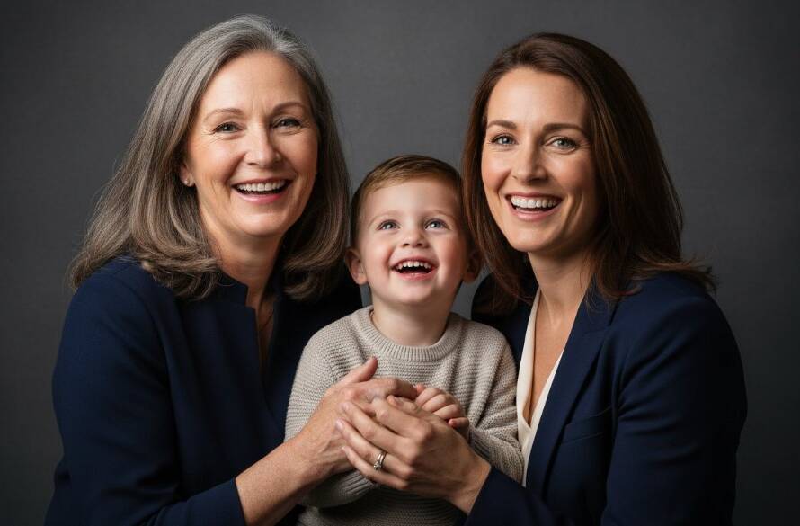A heartwarming and dynamic family portrait captured during a caulfield north premium studio photography experience, showcasing genuine joy and connection, with soft, professional lighting and a warm, inviting atmosphere.