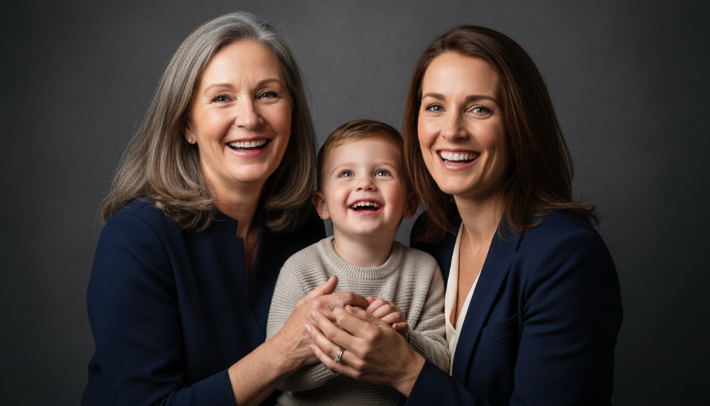 A heartwarming and dynamic family portrait captured during a caulfield north premium studio photography experience, showcasing genuine joy and connection, with soft, professional lighting and a warm, inviting atmosphere.
