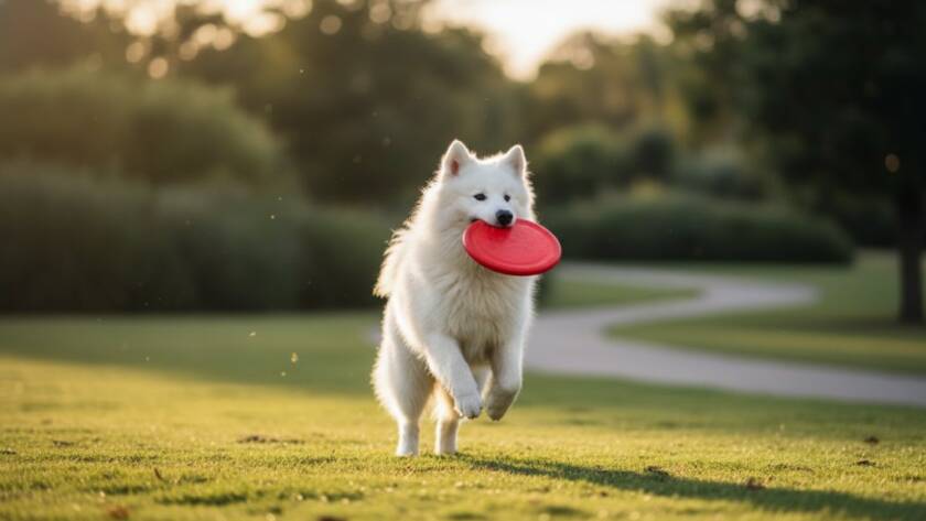 A golden retriever captured in a dynamic 'epic moment' during a Chadstone pet photography candid outdoor moments session, leaping joyfully through dappled sunlight in a lush park, professional photography with dramatic lighting and vibrant colours.