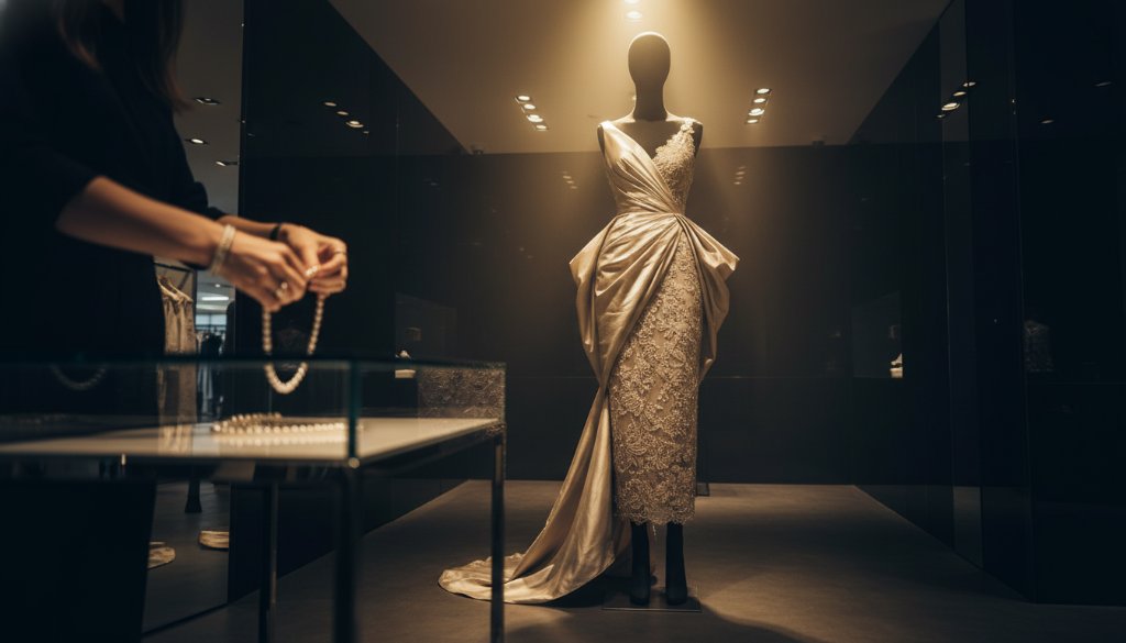 Dynamic 'epic moment' photograph showcasing professional commercial photography for brands in Chadstone, Victoria, featuring a sleek, new product display bathed in dramatic spotlighting within a modern luxury retail space at Chadstone Shopping Centre, capturing the essence of innovation and sophistication.