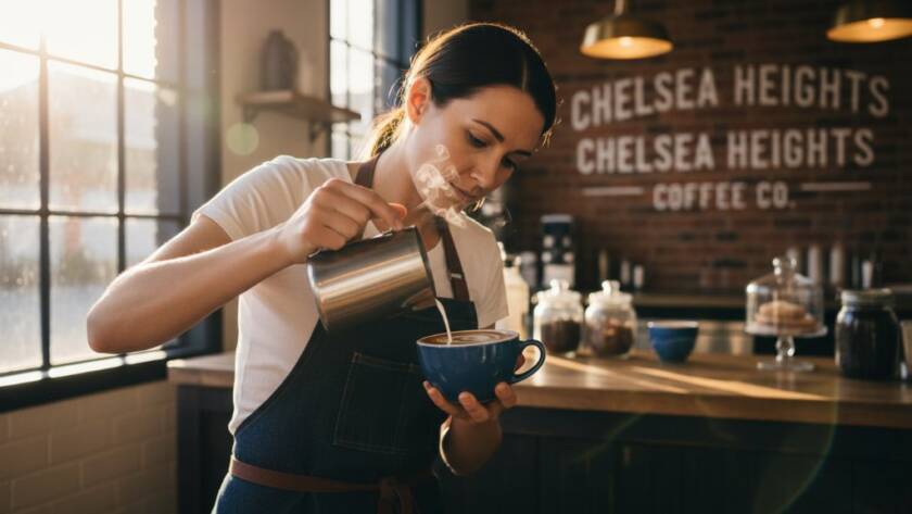 Dramatic, high-impact photograph showcasing a local artisan in Chelsea Heights expertly crafting a bespoke product, with the focus keyphrase Chelsea Heights Advertising Photography for Local Businesses emphasizing the scene's commercial appeal, bathed in warm, directional light.