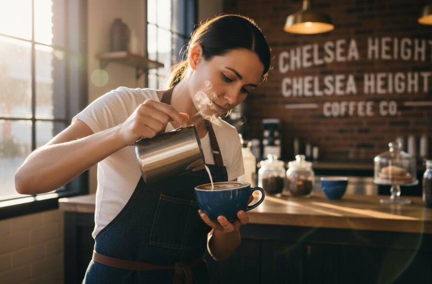 Dramatic, high-impact photograph showcasing a local artisan in Chelsea Heights expertly crafting a bespoke product, with the focus keyphrase Chelsea Heights Advertising Photography for Local Businesses emphasizing the scene's commercial appeal, bathed in warm, directional light.