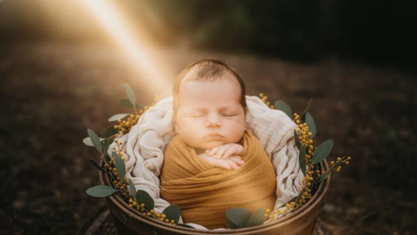 A close-up, tender, black and white portrait capturing the tiny, perfect feet of a newborn baby gently held in a parent's hands, bathed in soft, ethereal light, epitomising cherished baby photography Bayswater North.