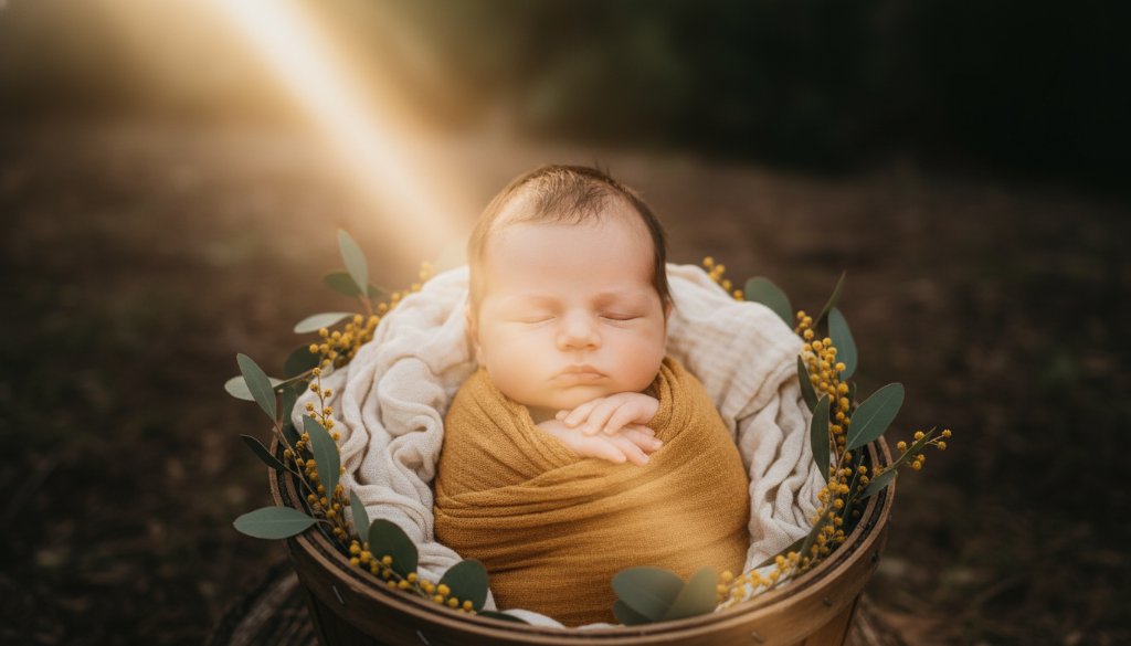 A close-up, tender, black and white portrait capturing the tiny, perfect feet of a newborn baby gently held in a parent's hands, bathed in soft, ethereal light, epitomising cherished baby photography Bayswater North.
