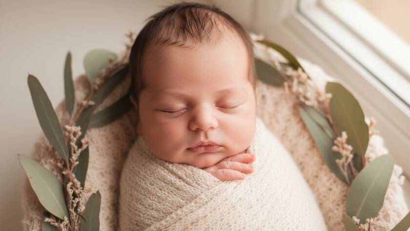A tender close-up of a newborn baby's tiny hand gently grasping a parent's finger, bathed in a soft golden glow, representing cherished Hoppers Crossing newborn photography moments captured by Image by SD.