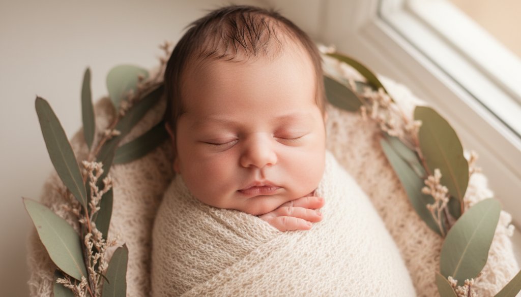 A tender close-up of a newborn baby's tiny hand gently grasping a parent's finger, bathed in a soft golden glow, representing cherished Hoppers Crossing newborn photography moments captured by Image by SD.