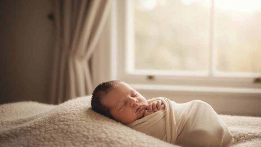 A tender, cinematic close-up of a newborn baby's tiny hands gently grasping a parent's finger, bathed in soft, warm light in a beautifully styled Canterbury studio, epitomizing cherished newborn photography Canterbury VIC.