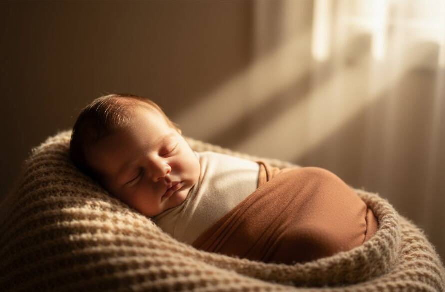 An ethereal close-up of a newborn baby's tiny hand gently grasping a parent's finger, bathed in soft, golden morning light filtering through a window in a Cranbourne West home, evoking the cherished newborn photography Cranbourne West families desire.