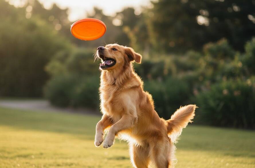 A heartwarming, professionally colour-graded photograph capturing a Golden Retriever and its owner in a joyful embrace during a cherished pet photography Hampton Park Victoria session, bathed in golden hour light in a local park.