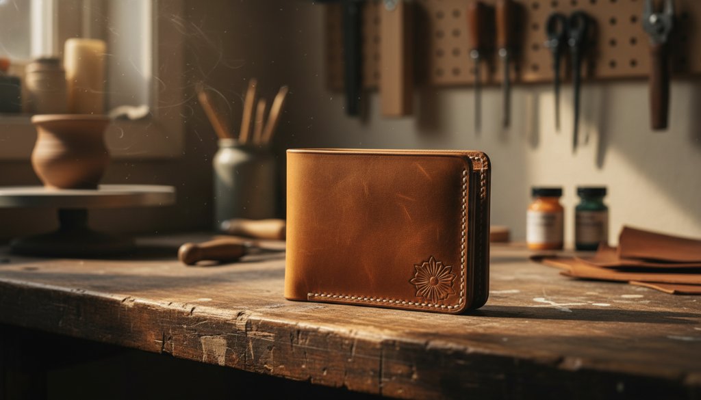 An epic moment captured: A beautifully lit, handcrafted ceramic mug, adorned with delicate, locally sourced wildflowers, sits on a rustic wooden table bathed in the warm, golden glow of a late afternoon sunbeam, showcasing Churchill Victoria artisanal product photography for local makers with breathtaking detail and emotional depth.