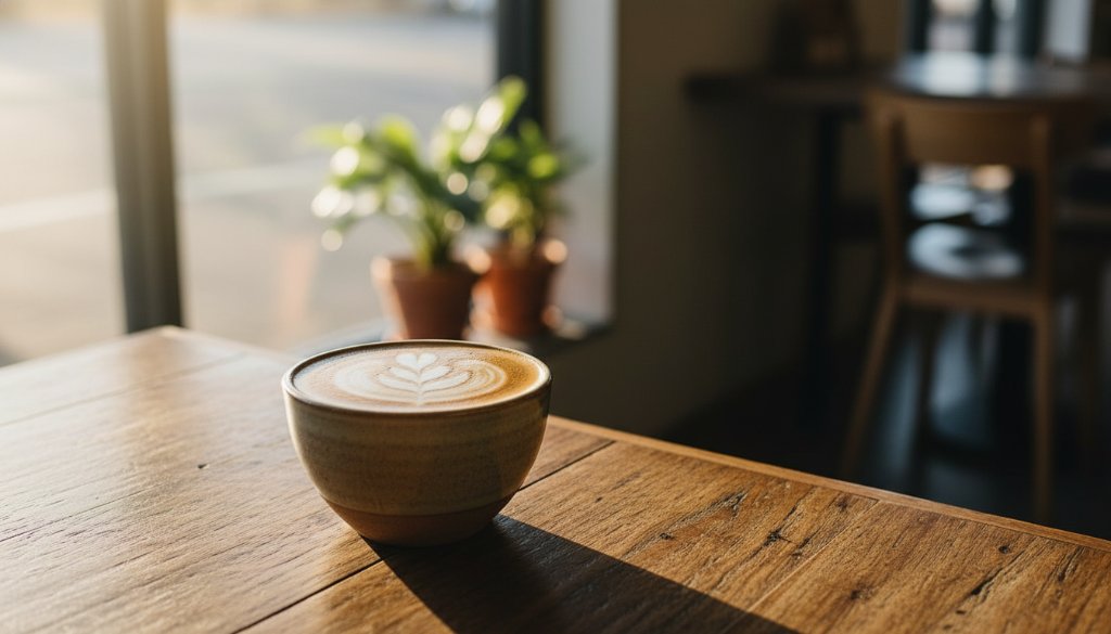Dramatic, cinematic close-up of a perfectly plated gourmet burger from a Clyde North cafe, illuminated by soft, warm light filtering through a window, showcasing glistening ingredients and a vibrant setting, captured by a Clyde North professional cafe food photography expert.