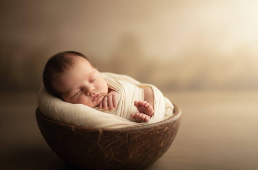 An intimate, heartwarming 'epic moment' photograph showcasing a newborn baby in a soft, ethereal wrap, gently cradled in their parent's hands, bathed in golden hour light within a rustic, natural setting near Cranbourne South, Victoria, embodying Cranbourne South newborn photography precious moments.