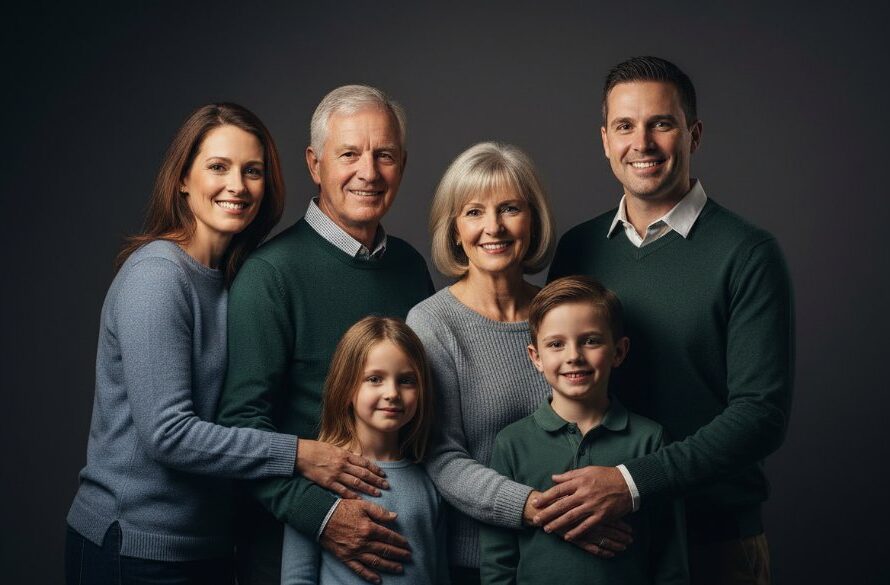 An emotionally resonant and professionally lit 'epic moment' photograph capturing a loving family embracing during a creative studio photography East Geelong family portraits session, showcasing genuine joy and connection in a high-contrast, cinematic style.