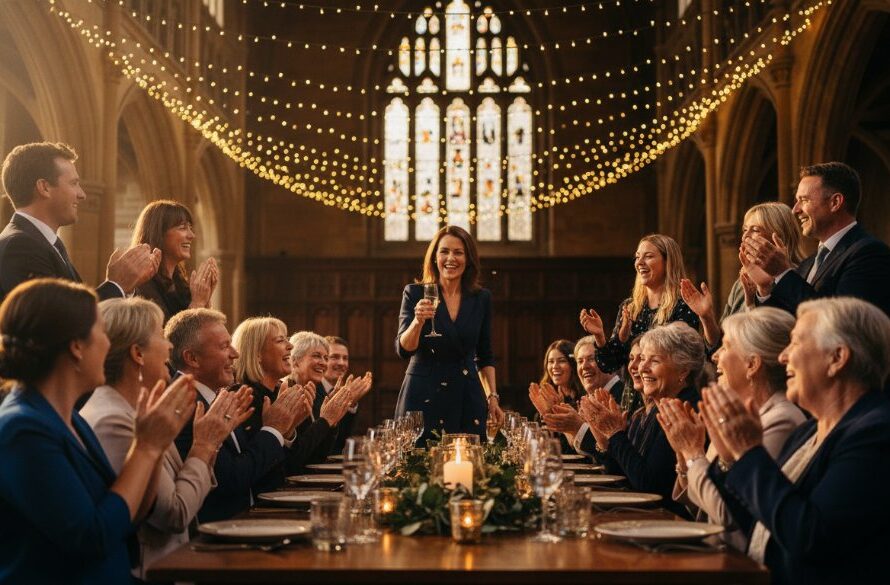 A vibrant, low-light photograph capturing an epic moment of joyful celebration at a Creswick party, showcasing guests laughing and dancing under string lights, professionally composed to highlight Creswick party photography unforgettable moments.