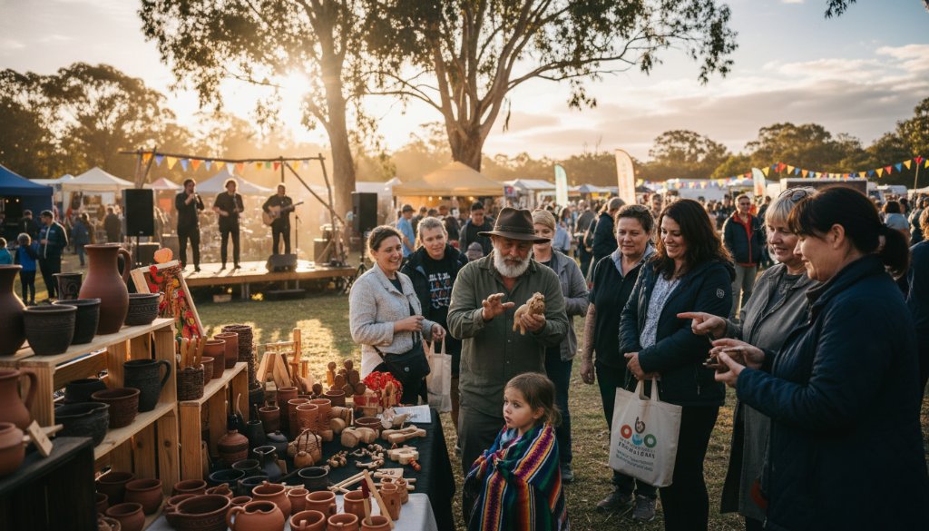 A vibrant editorial photograph capturing a triumphant local event in Croydon South, Victoria, showcasing a community leader receiving an award amidst cheering crowds under dramatic natural light, embodying Croydon South Victoria editorial photography local stories.