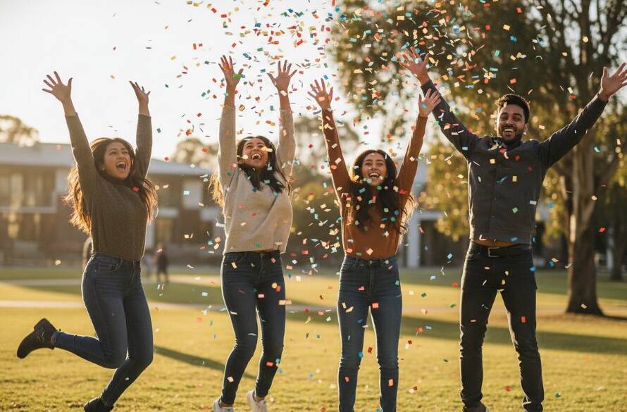 A joyous and candid moment of a child laughing amidst a flurry of confetti at a lively community festival in Melton South, perfectly captured by dedicated event photography Melton South community gatherings, showcasing professional lighting and vibrant colours.