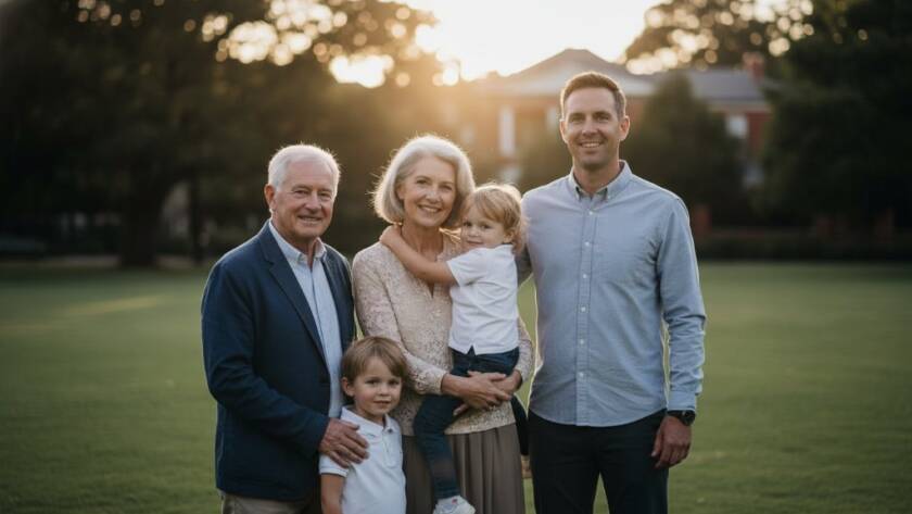 Deepdene Fine Art Photography Melbourne capturing artistic legacies with a stunning portrait of a parent and child silhouetted against a golden hour sunset over the tranquil Deepdene parklands, conveying warmth and timeless connection.