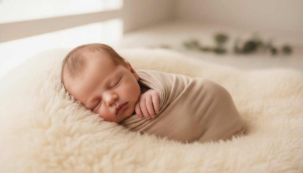 Close-up, tender, black and white photograph showcasing delicate newborn portraits Skye Victoria families will adore, with the baby's tiny hand gently gripping a parent's finger, bathed in soft, ethereal natural light, set in a peaceful home environment.