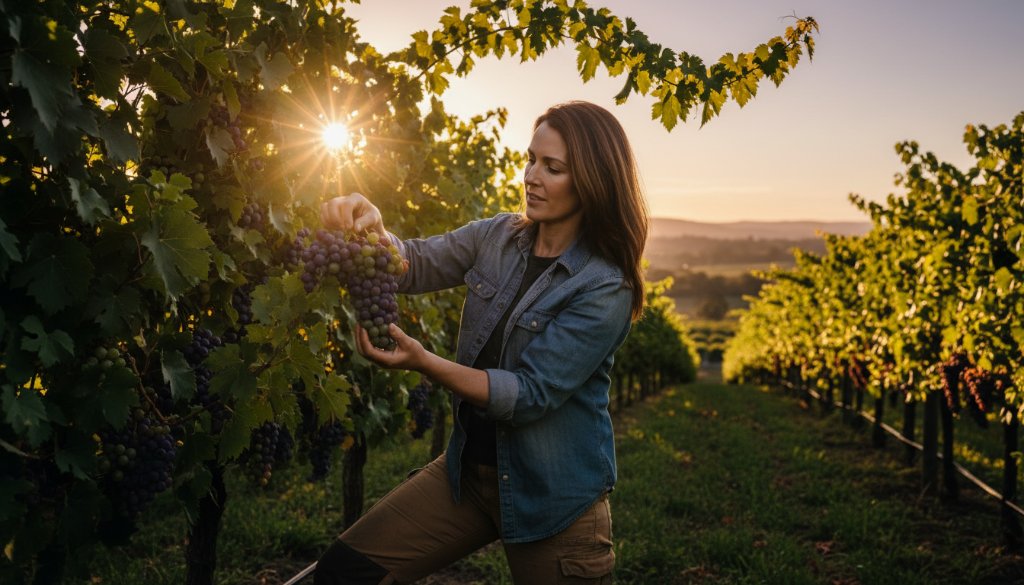 Dramatic wide-angle shot of a local artisanal baker in Dennington presenting a freshly baked sourdough loaf, bathed in warm, golden morning light inside a rustic bakery, showcasing Dennington advertising photography for emerging brands Victoria.