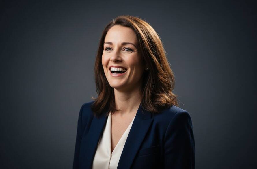 Dynamic studio portrait showcasing an executive's confidence during a Doncaster studio photography for modern portraits session, dramatic backlighting, professional style.