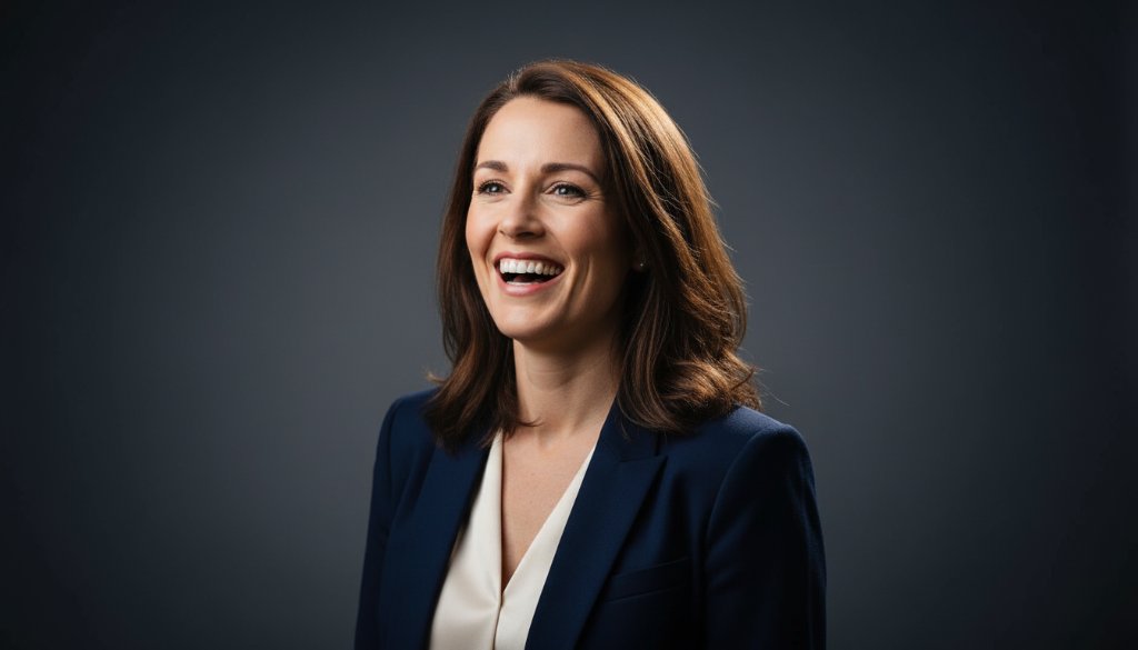 Dynamic studio portrait showcasing an executive's confidence during a Doncaster studio photography for modern portraits session, dramatic backlighting, professional style.