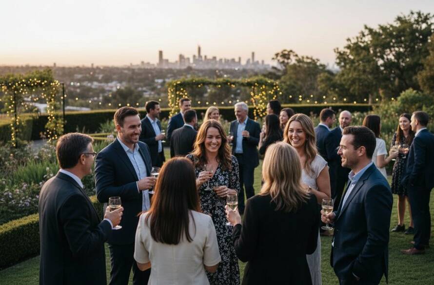 An epic moment from a vibrant outdoor celebration in Doncaster Victoria, featuring candid shots of guests laughing and cheering, perfectly capturing the Doncaster Victoria event photography memorable moments under dramatic sunset lighting with professional color grading.