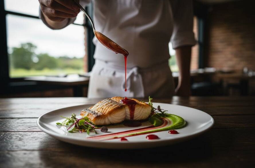 Dynamic overhead shot of a perfectly plated brunch dish, featuring a vibrant avocado toast with poached eggs and edible flowers, served on a rustic wooden table in a sunlit Donvale cafe, emphasizing the exquisite detail and freshness for exceptional Donvale cafe food photography for local businesses.