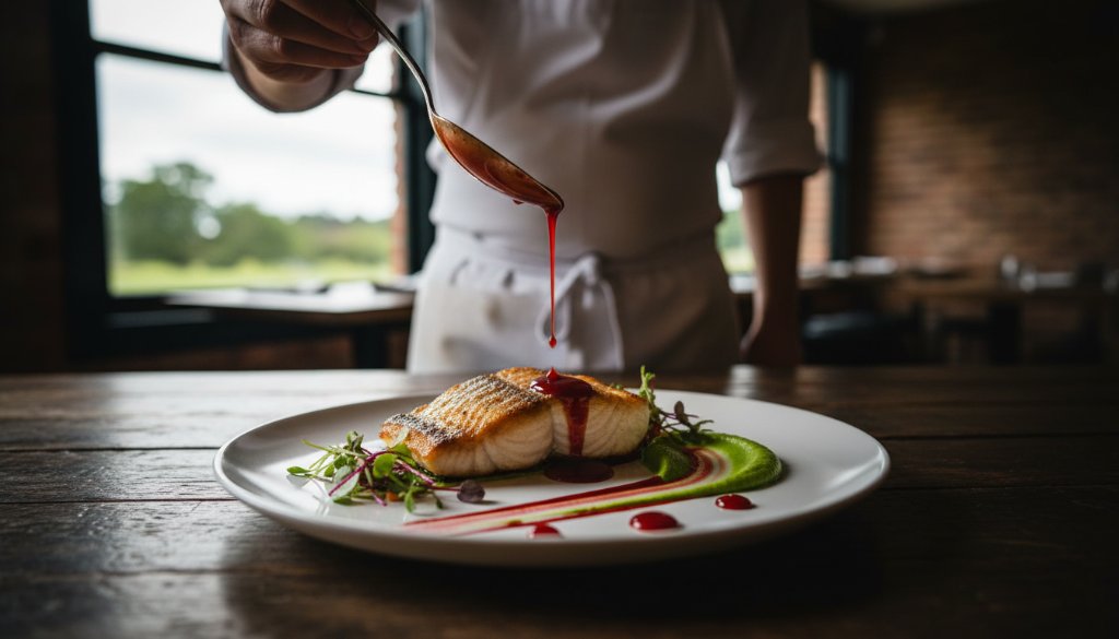 Dynamic overhead shot of a perfectly plated brunch dish, featuring a vibrant avocado toast with poached eggs and edible flowers, served on a rustic wooden table in a sunlit Donvale cafe, emphasizing the exquisite detail and freshness for exceptional Donvale cafe food photography for local businesses.