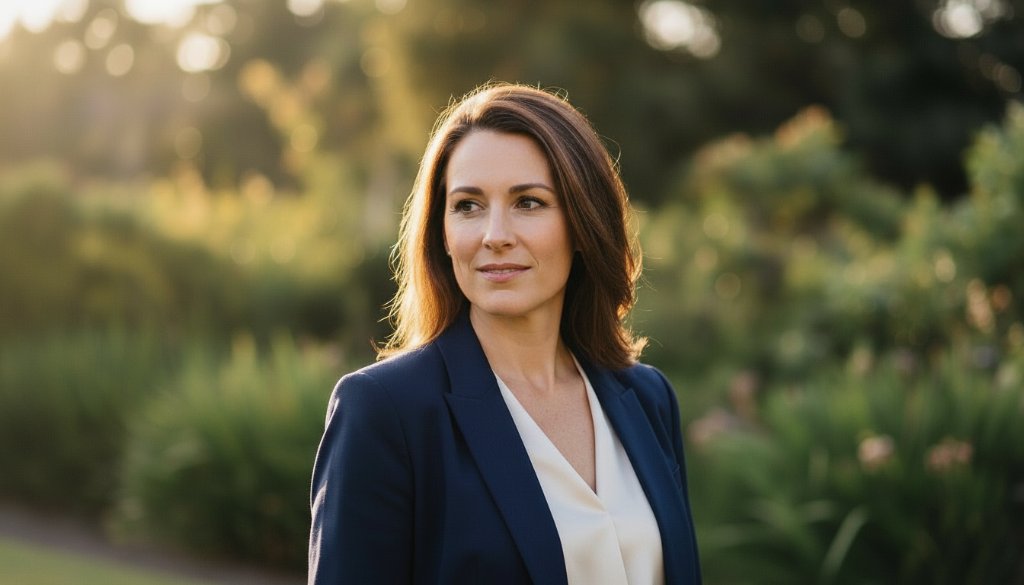 Dramatic, cinematic portrait of a confident business professional in Upper Ferntree Gully, captured with dynamic lighting to highlight their leadership and expertise, embodying 'dynamic corporate portraits Upper Ferntree Gully VIC'.