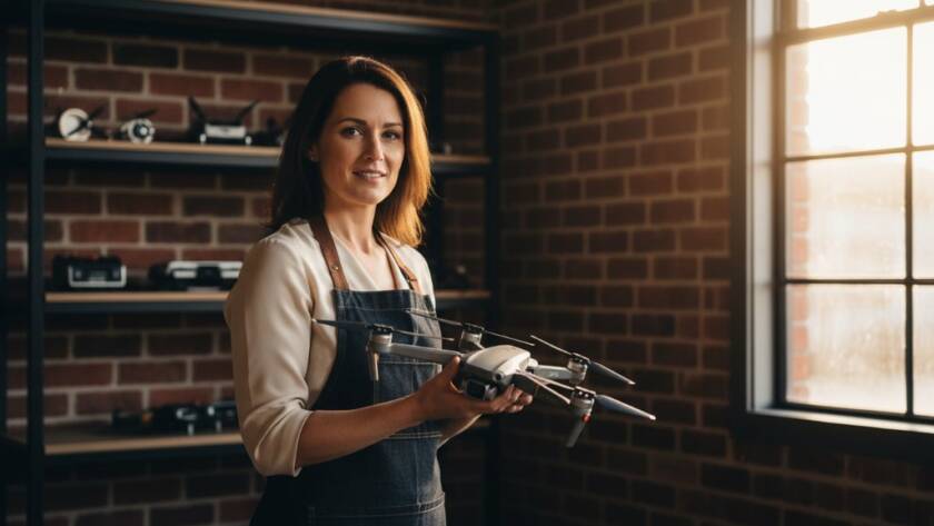 An epic moment captured in dynamic Derrimut editorial photography for local business narratives, showing a passionate business owner presenting their product with dramatic, professional lighting in a modern industrial setting.