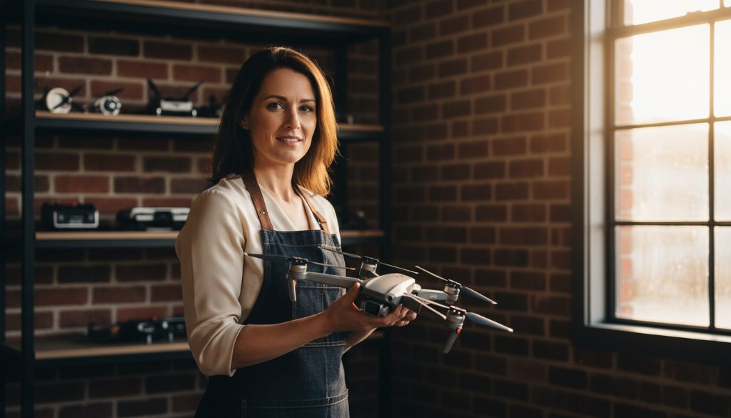 An epic moment captured in dynamic Derrimut editorial photography for local business narratives, showing a passionate business owner presenting their product with dramatic, professional lighting in a modern industrial setting.
