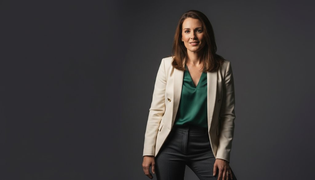 Dramatic, professional studio portrait showcasing an empowered business owner in Wonga Park, captured through dynamic studio photography, with focused lighting highlighting their confident expression and a sophisticated, deep background.