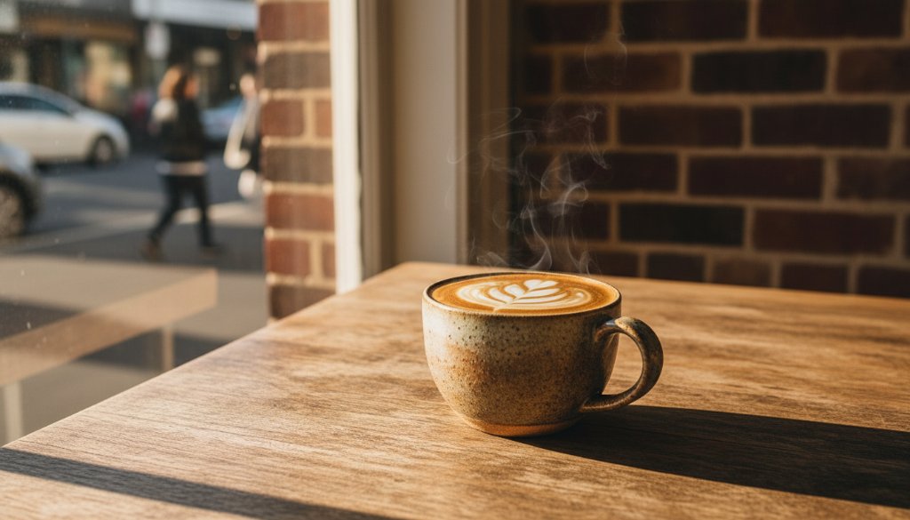 An epic moment of vibrant, professional East Geelong advertising photography for local brands, showcasing a meticulously styled, sun-drenched product in a dynamic urban setting with dramatic lighting and professional colour grading.