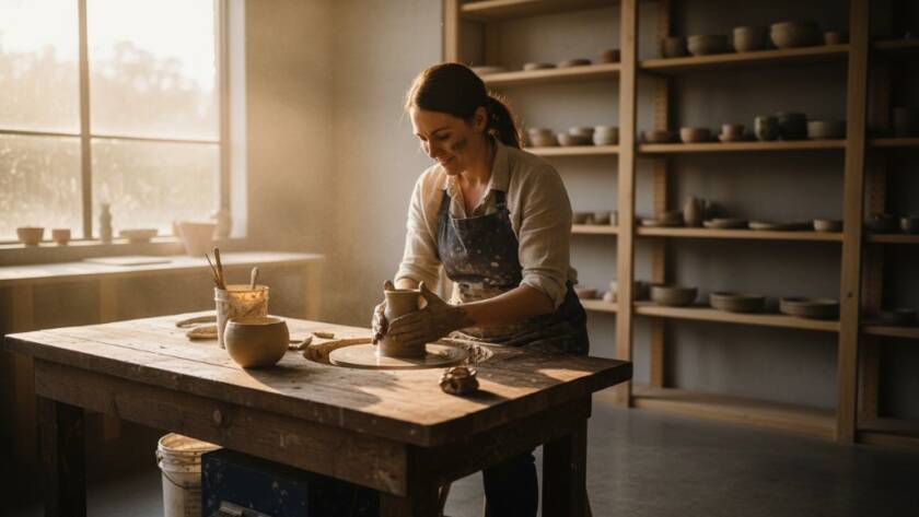 Dynamic, cinematic portrait of a confident small business owner in Ashwood, Victoria, showcasing their craft with dramatic lighting, reflecting how professional photography can elevate Ashwood business brand with professional photography.