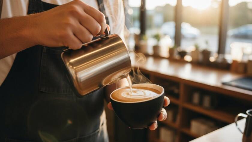 Dramatic, close-up shot of a perfectly plated gourmet dish, steam gently rising, captured by a professional to elevate Bayswater North cafe menus food photography, showcasing vibrant colours and textures in a warm cafe environment.
