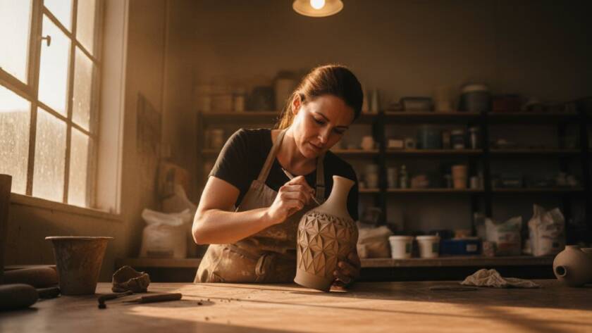 An epic moment captured, showcasing a local Keilor East small business owner proudly presenting their handcrafted product with dynamic lighting and professional colour grading, demonstrating how to Elevate Keilor East Brand with Advertising Photography.