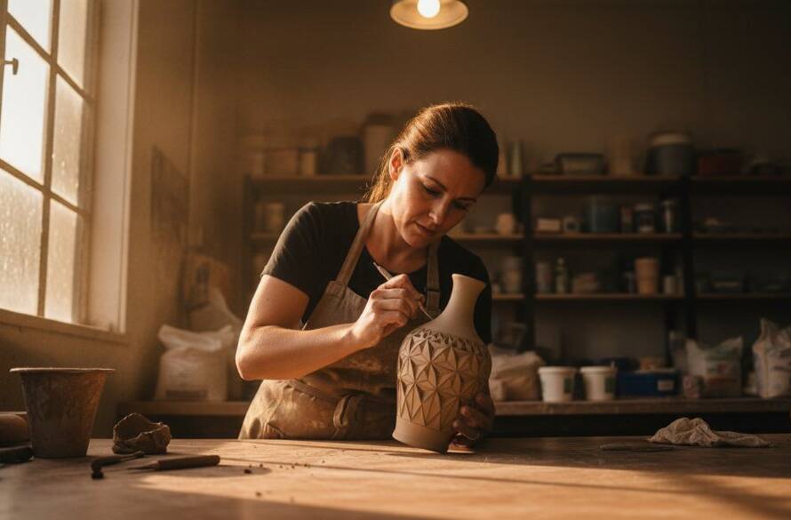 An epic moment captured, showcasing a local Keilor East small business owner proudly presenting their handcrafted product with dynamic lighting and professional colour grading, demonstrating how to Elevate Keilor East Brand with Advertising Photography.