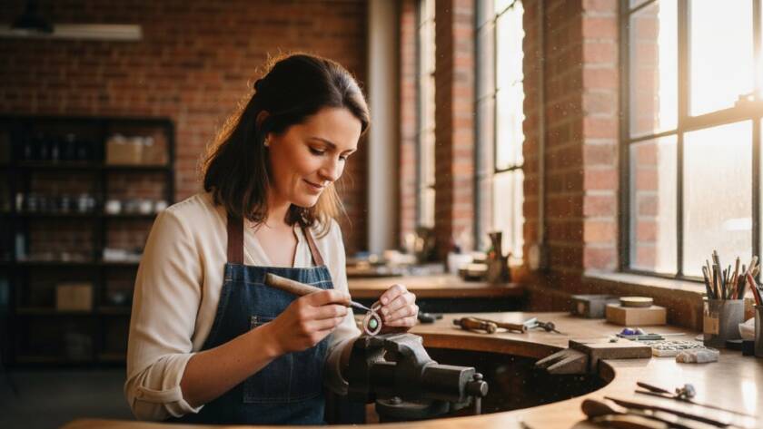 Dynamic, wide-angle shot capturing a local cafe owner passionately serving coffee in Mitcham, Victoria, surrounded by bustling customers and natural light, perfectly embodying the spirit of local business and showcasing the impact of elevate Mitcham business branding photography with professional style.