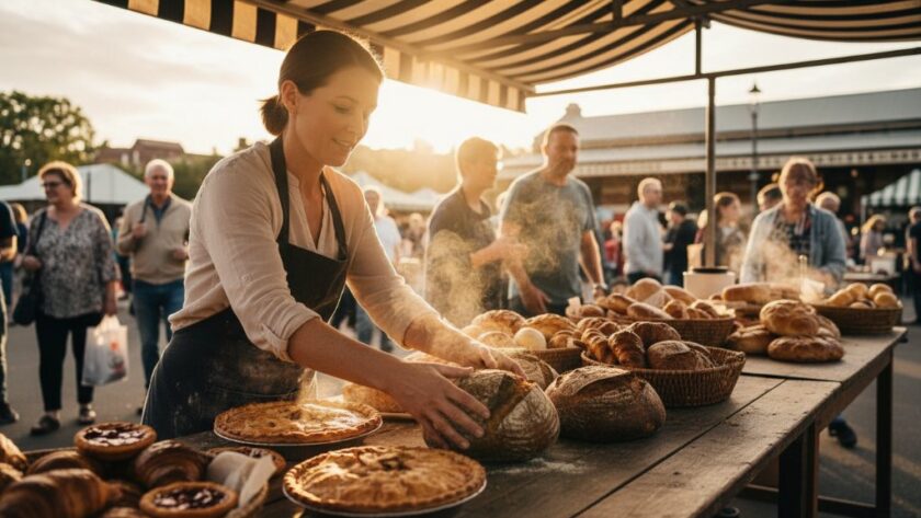 A meticulously composed flat lay showcasing a vibrant array of local Seymour artisan cheeses and gourmet preserves, arranged on a vintage wooden board with soft, directional natural light highlighting textures, embodying the essence of 'Elevate Seymour Victoria product photography'.