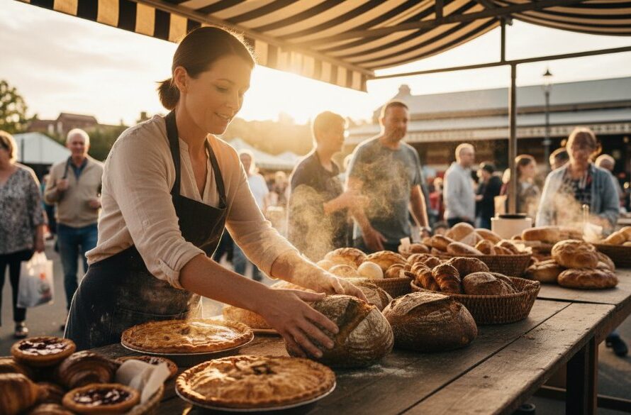 A meticulously composed flat lay showcasing a vibrant array of local Seymour artisan cheeses and gourmet preserves, arranged on a vintage wooden board with soft, directional natural light highlighting textures, embodying the essence of 'Elevate Seymour Victoria product photography'.