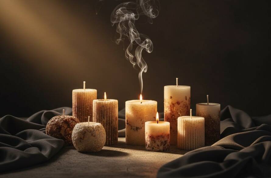 Dramatic close-up of beautifully lit artisanal products, arranged on a rustic wooden table in a sunlit studio, capturing the essence of elevating Templestowe Lower e-commerce product photos with professional skill.