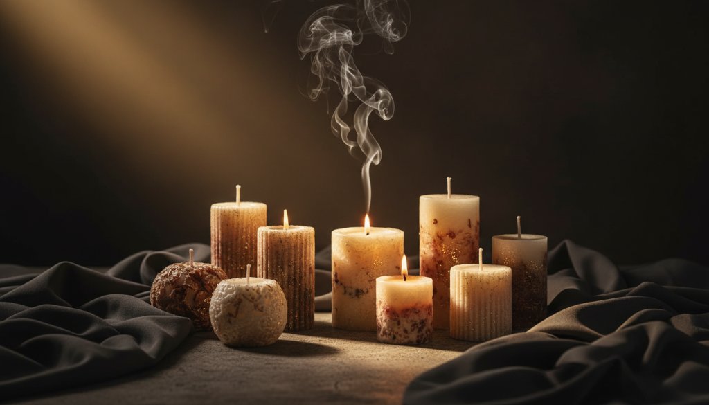 Dramatic close-up of beautifully lit artisanal products, arranged on a rustic wooden table in a sunlit studio, capturing the essence of elevating Templestowe Lower e-commerce product photos with professional skill.