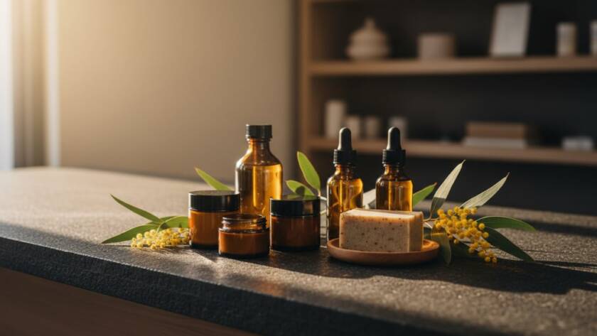 Dramatic, high-contrast photograph of a meticulously arranged local artisanal coffee product on a rustic wooden table, bathed in golden hour light filtering through a window, with the subtle, blurred backdrop of a thriving local Wantirna South cafe, embodying the essence of elevated Wantirna South product photography with strategic visuals.
